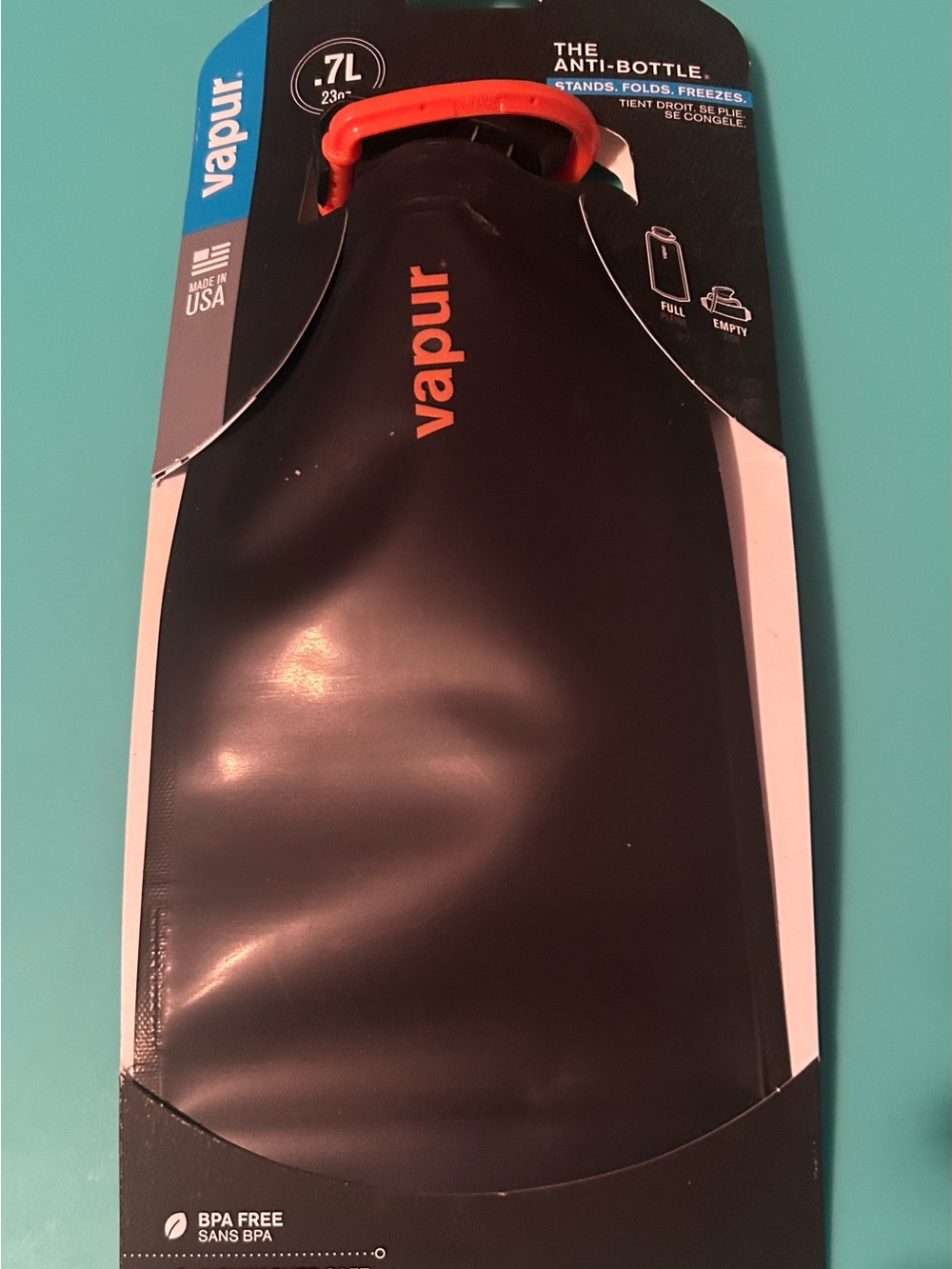 Pur (Vapur) Black Water Bottle with Orange Accent